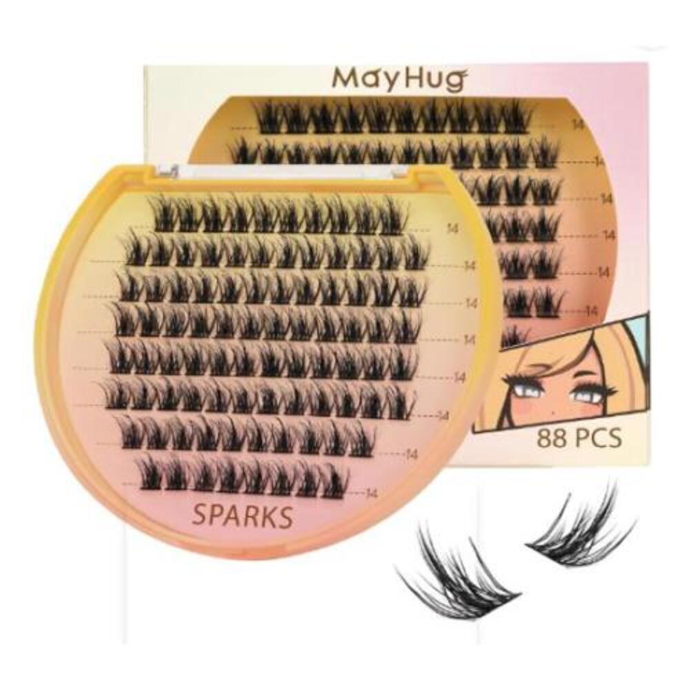 MayHug Lash Cluster Eyelash Extensions, 88 Clusters, Soft Volume (Flirty,14mm)